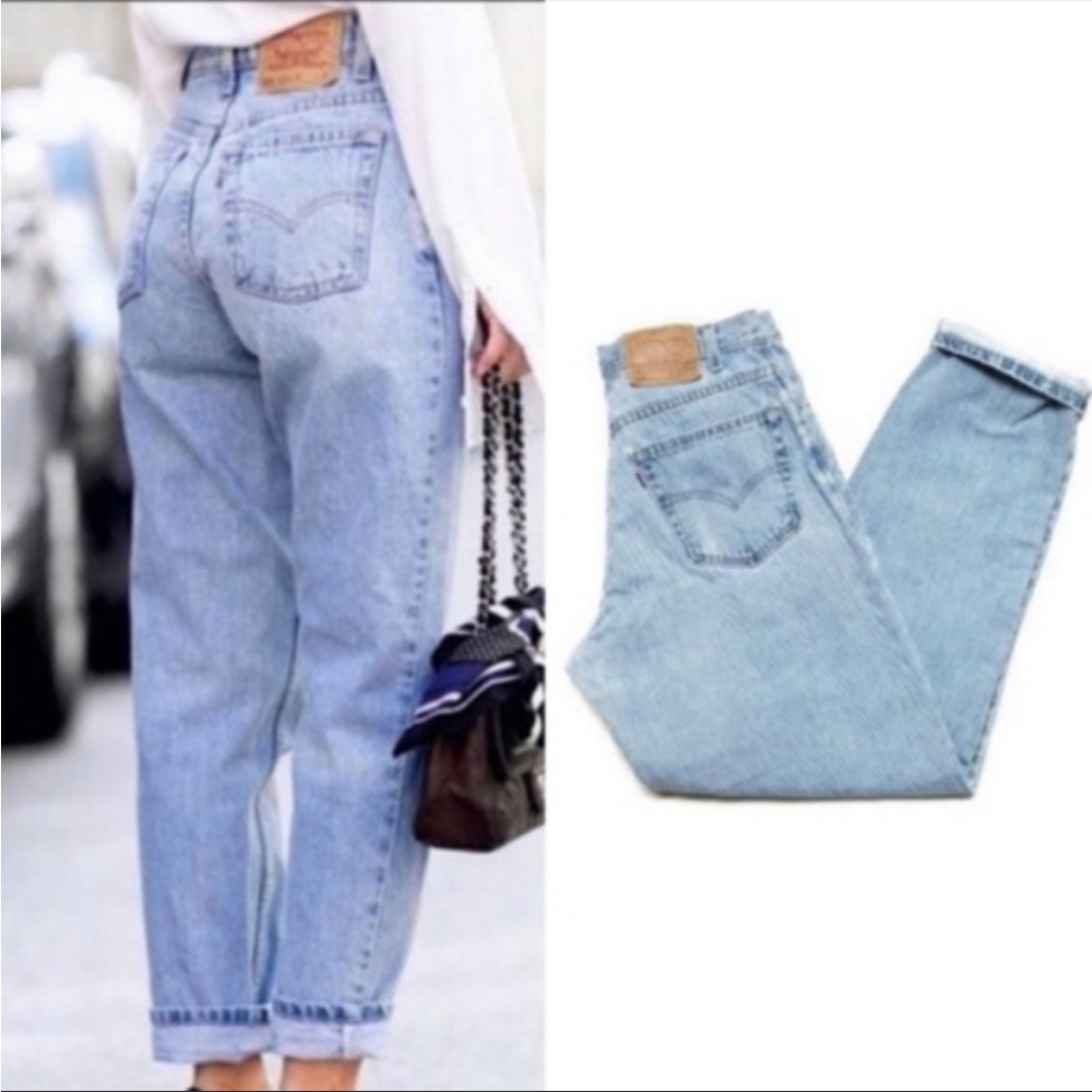 Levi Big E Vintage Style High Waisted Light Wash Ribcage Straight Jeans